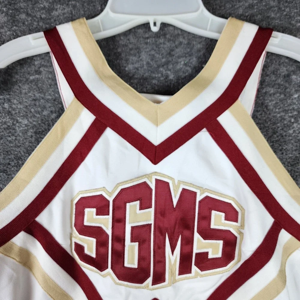 Varsity Cheer Uniform Set Girls Kids L SGMS Maroon Gold Athletic Varsity EUC